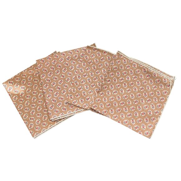 VTG Cloth Napkins Rust Blue Brown Set of 4 Small Floral Square 16" - Picture 1 of 5